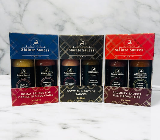 The Ultimate Scottish Gift Box Collection – 3 Duo Sets of Boozy Sauces