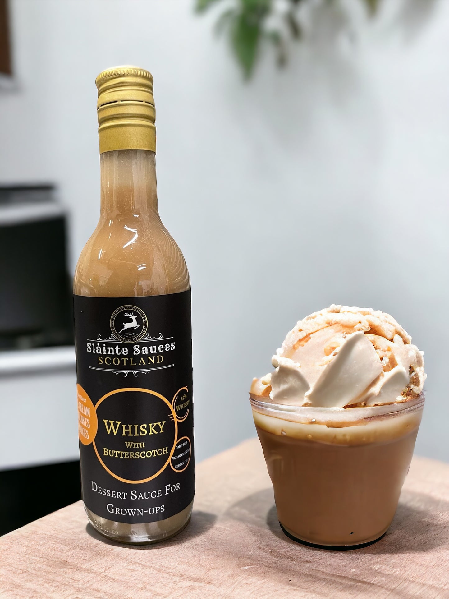 A whisky with butterscotch Sauce