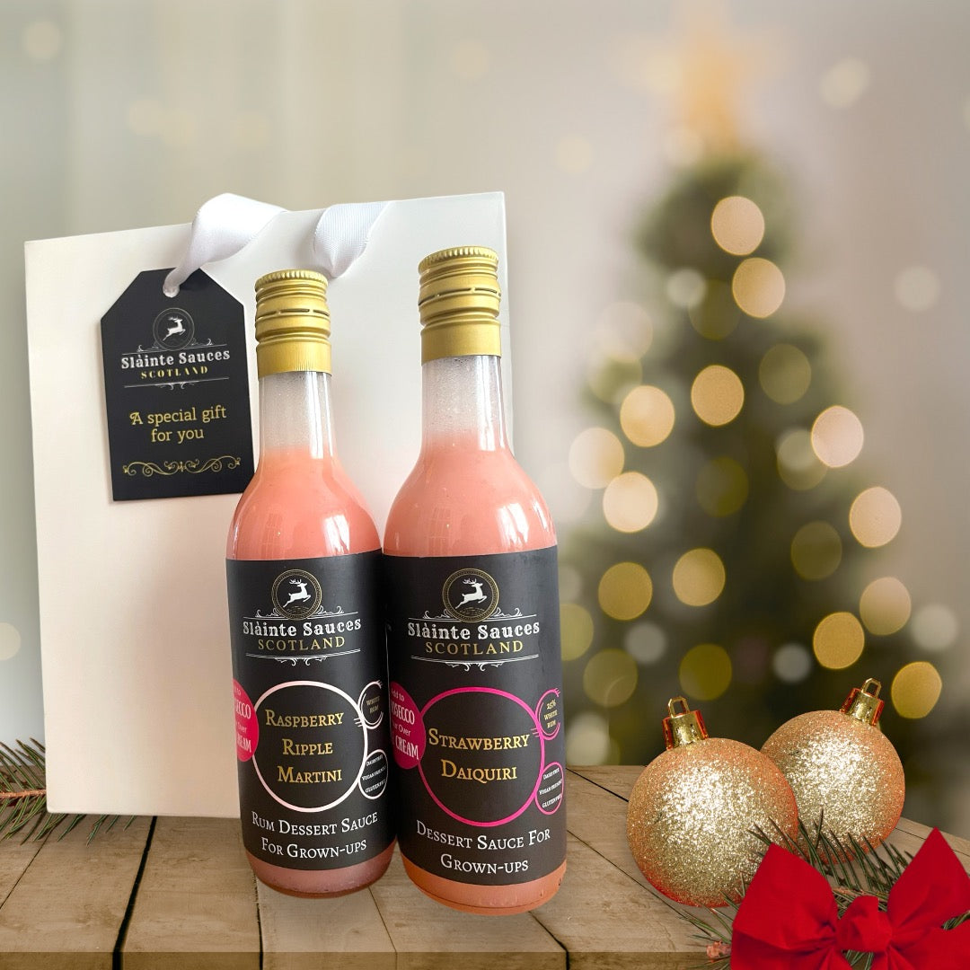 Cocktail inspired dessert sauce Gift Set - Raspberry Ripple Martini & Strawberry Daiquiri