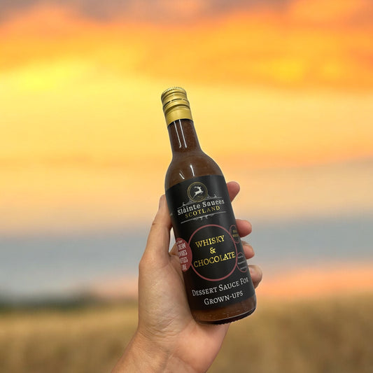 Whisky with Chocolate dessert sauce