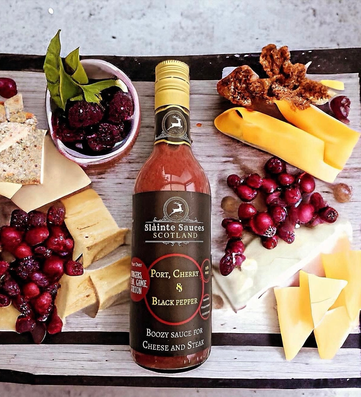 Savoury Sauce Gift Set - Whisky, Lemon with Chilli & A Port, Cherry & Black Pepper