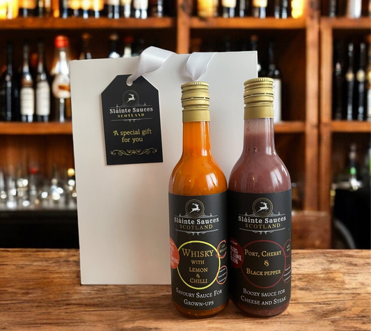 Savoury Sauce Gift Set - Whisky, Lemon with Chilli & A Port, Cherry & Black Pepper