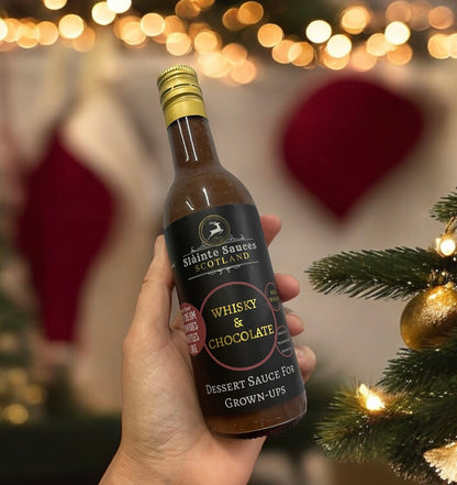 Whisky with Chocolate dessert sauce